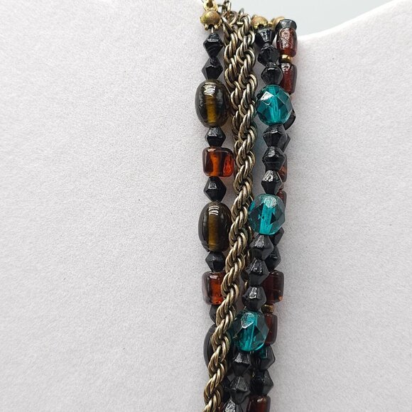 Multi Strand Glass Beaded Necklace With Tassel Pendant By Chicos - Picture 4 of 7